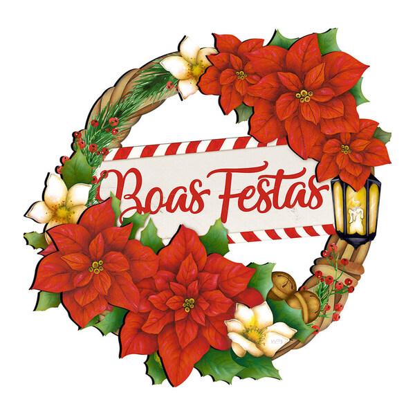 Enfeite Decorativo De Natal Guirlanda Boas Festas Para Porta