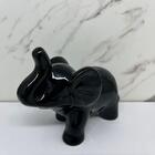 Enfeite Decorativo Elefante Preto De Cerâmica Trabalhado