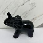 Enfeite Decorativo Elefante Preto De Cerâmica Trabalhado