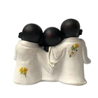Enfeite Decorativo Estatueta Trio Da Sabedoria Branco
