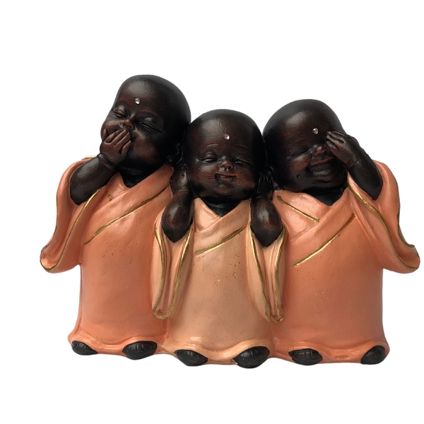 Enfeite Decorativo Estatueta Trio Da Sabedoria Salmão