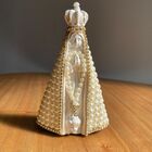 Enfeite Decorativo Imagem Santa Nossa Senhora Com Pérola Dour