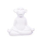 Enfeite Decorativo Macaco Yoga Meditação Cerâmica Branco 17 C