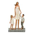 Enfeite Decorativo Mãe E Filhos Em Resina 24cm Branco Mabruk