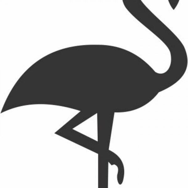 Enfeite Decorativo Pássaro Flamingo Silhueta Preto 43x30x1cm