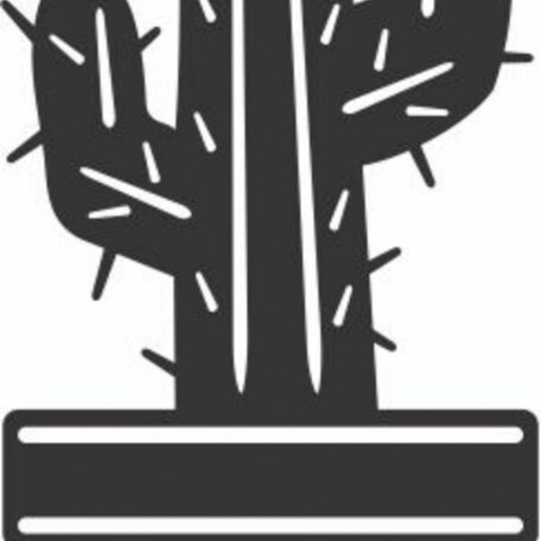 Enfeite Decorativo Planta Cacto Silhueta Preto Mdf 43x22x1cm