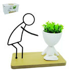 Enfeite Decorativo Vaso Bob C/ Planta E Escultura Aramada Men