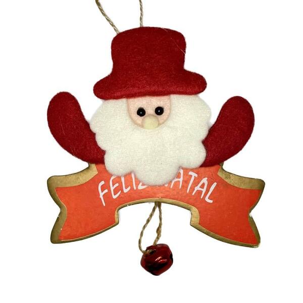 Enfeite Decorativos De Natal Com Placa E Sino Papai Noel - Ca