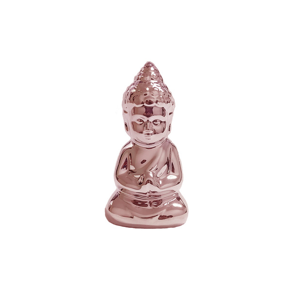 Enfeite Em Cerâmica Buda Grande Rosa - 9cm
