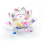 Enfeite Em Cristal Colorido Flor De Lótus Buda 9cm