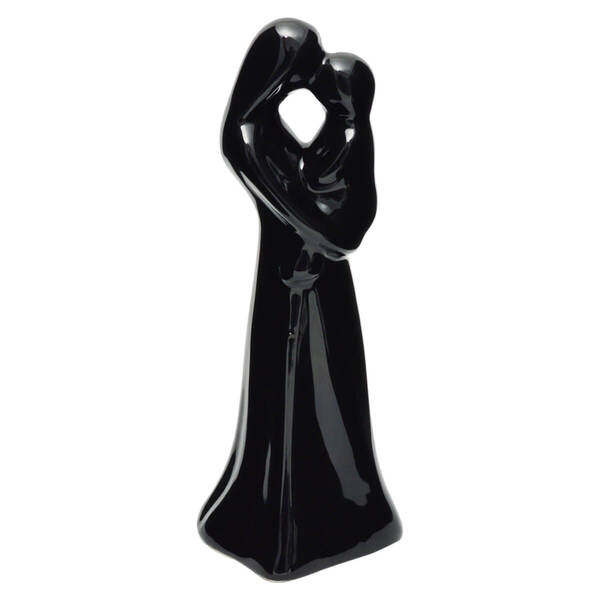Enfeite Estatueta Mãe E Bebê Cor Preto Brilho 17cm