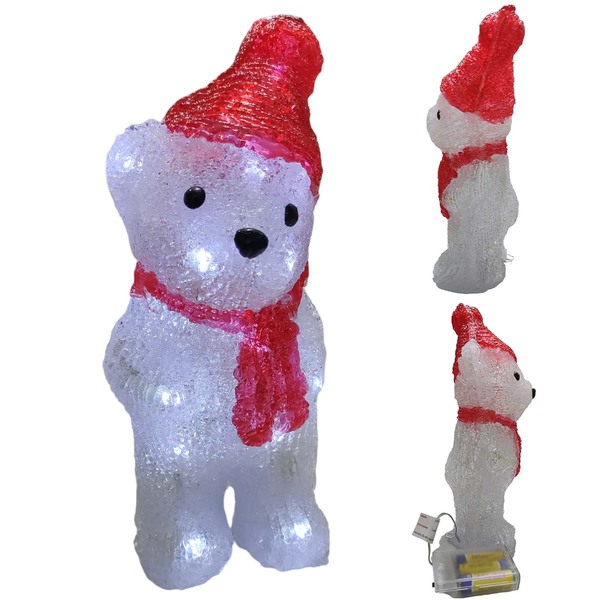 Enfeite Iluminado Natal Urso Polar Natalino Led Decoraçao Mes