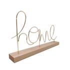 Enfeite Metal Palavra Home Dourado Com Base De Madeira