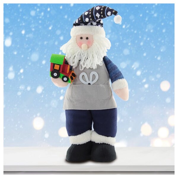 Enfeite Natal Boneco Papai Noel Artesão Tecido 53cm