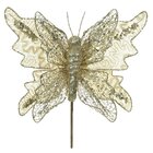Enfeite Natal Borboleta Pick Champanhe 25cm