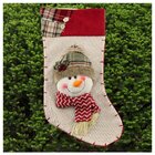 Enfeite Natal Bota Meia Tecido Boneco De Neve 48cm