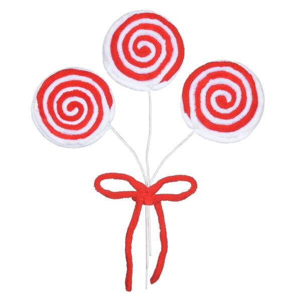 Enfeite Natal Pirulito Com 3 Und Vermelho 20cm