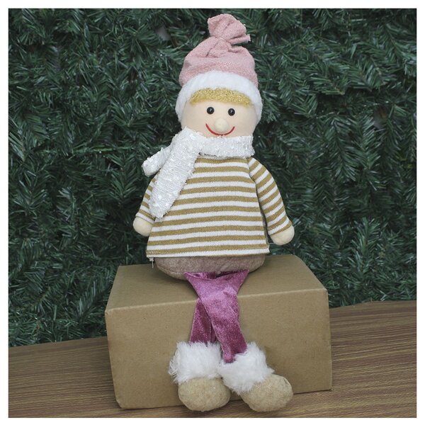 Enfeite Natalino Menino Sentado Perna Mole Natal Em Tecido 25