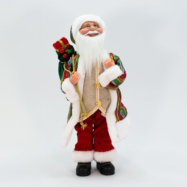 Enfeite Natalino Papai Noel Musical Movimento De Cabeça 44cm