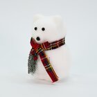 Enfeite Natalino Ursinho Polar Com Cachecol Xadrez 17 Cm