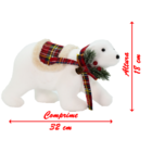 Enfeite Natalino Ursinho Polar Com Cachecol Xadrez 18 Cm