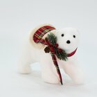 Enfeite Natalino Ursinho Polar Com Cachecol Xadrez 18 Cm