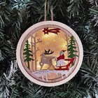 Enfeite Papai Noel Natal Luminária Pendente Em Madeira 13cm