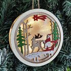 Enfeite Papai Noel Natal Luminária Pendente Em Madeira 13cm