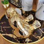 Enfeite Pássaro Casal Porcelana Dourado Grande 13cm - Lívon