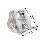Enfeite Pássaro Casal Porcelana Prata Grande 13cm - Lívon