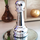 Enfeite Peça De Xadrez Peão Em Porcelana Prata Peão 12cm