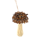 ENFEITE PEND COGUMELO CASCA NATURAL 10CM