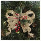 Enfeite Pendente Laço Natalino Dourado Com Brilho Natal 18cm