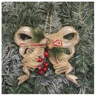 Enfeite Pendente Laço Natalino Dourado Com Brilho Natal 18cm