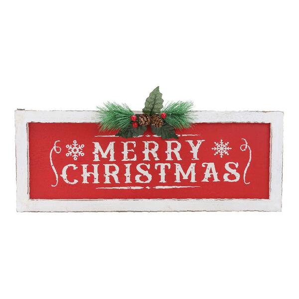 Enfeite Pendurar Madeira Merry Christmas 26x55 1110603