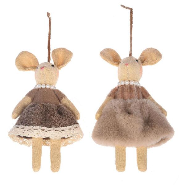 Enfeite Ratinha C/colar 18x09x05cm C/2 Peças 1100710