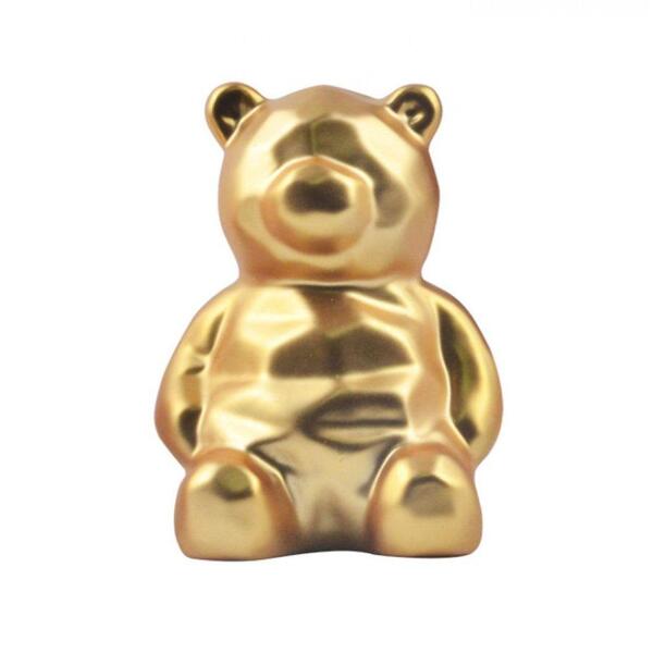 Enfeite Urso Ceramica Metalizado Dourado - Art House
