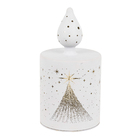 Enfeite Vela Eletrônica Vidro Branco 15x8x8cm Cromus