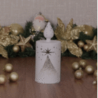 Enfeite Vela Eletrônica Vidro Branco 18x8x8cm Cromus