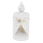 Enfeite Vela Eletrônica Vidro Branco 18x8x8cm Cromus