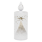 Enfeite Vela Eletrônica Vidro Branco 22x8x8cm Cromus