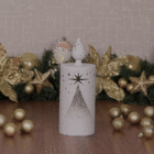 Enfeite Vela Eletrônica Vidro Branco 22x8x8cm Cromus