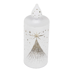 Enfeite Vela Eletrônica Vidro Branco 22x8x8cm Cromus