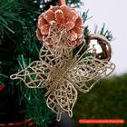 Enfeites Decorativos De Natal Borboletas Com Glitter Champagn