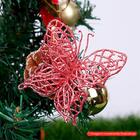 Enfeites Decorativos De Natal Borboletas Com Glitter Vermelho
