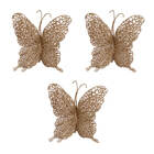 Enfeites Decorativos De Natal Borboletas Com Glitter Vermelho