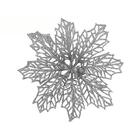 Enfeites Decorativos De Natal Flores Com Glitter Prata 2 Peça