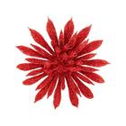 Enfeites Decorativos De Natal Flores Com Glitter Vermelho 3 P