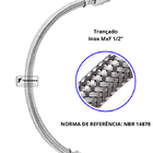 Engate Flexivel Malha Inox Trancado 60cm Blister