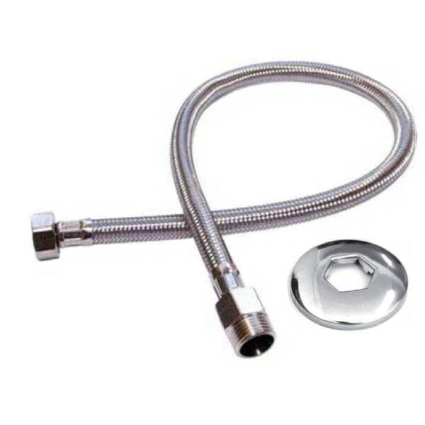 Engate Flexível Trançado Inox 30cm Agua Fria E Quente